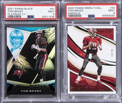 2020-21 Panini Tom Brady PSA-Graded Serial Numbered Card Pair (2 Different) Featuring 1/1 Example!